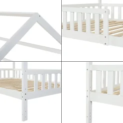 Lit cabane Ydre bois de pin 120 x 200 cm blanc en.casa