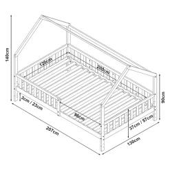 Lit cabane Ydre bois de pin 120 x 200 cm blanc en.casa