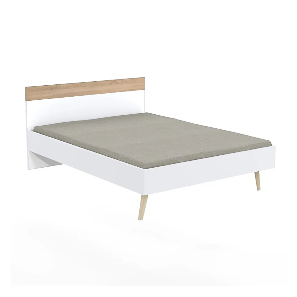 Lit CAMPER 160x200 cm / Décor chêne blanchi et blanc