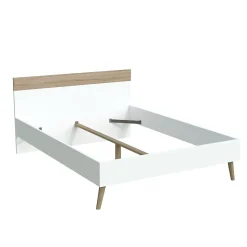 Lit CAMPER 140x190 cm / Décor Chêne blanchi et blanc