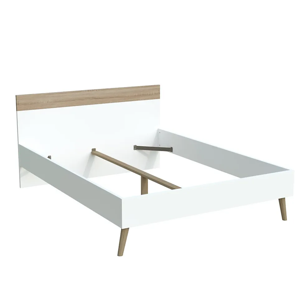 Lit CAMPER 140x190 cm / Décor Chêne blanchi et blanc