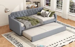 Lit Canapé 90x200cm, Avec Lit Escamotable, USB, Gris