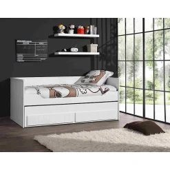 Lit capitaine 90x200 Sommier Inclus Vipack Robin - Blanc