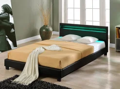 Lit capitonné à LED Paris 160 x 200 cm Noir Corium