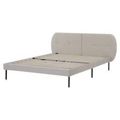 Lit capitonné Porvoo 140 x 200 cm beige en.casa