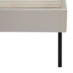 Lit capitonné Porvoo 140 x 200 cm beige en.casa