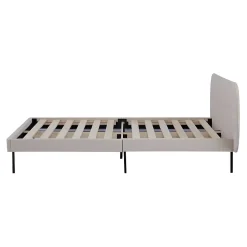 Lit capitonné Porvoo 140 x 200 cm beige en.casa