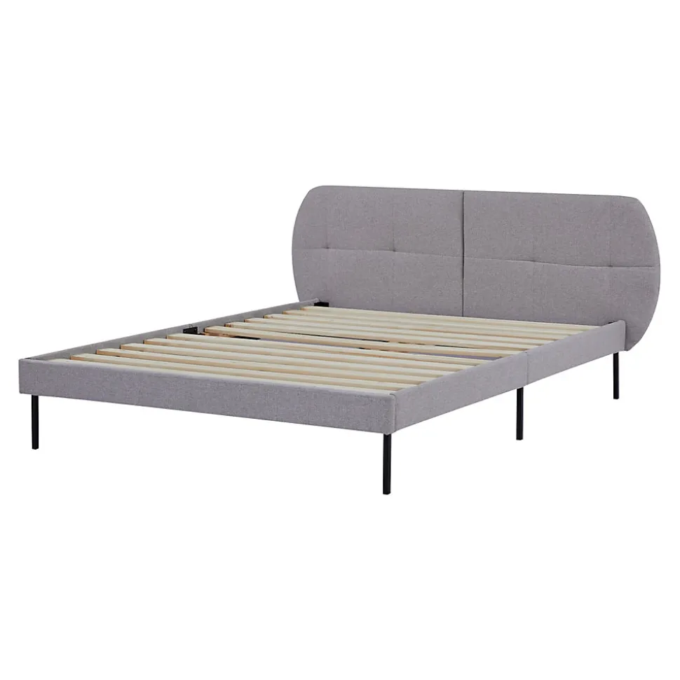 Lit capitonné Porvoo 140 x 200 cm gris en.casa