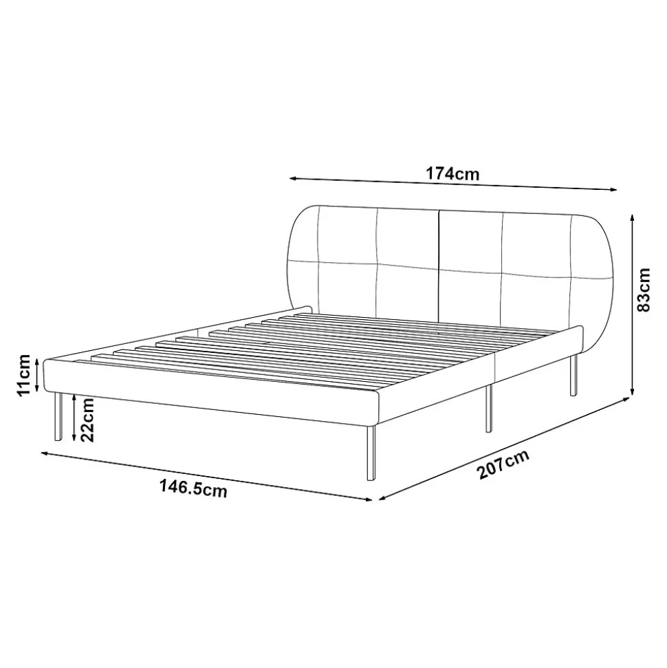 Lit capitonné Porvoo 140 x 200 cm gris en.casa