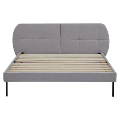 Lit capitonné Porvoo 140 x 200 cm gris en.casa
