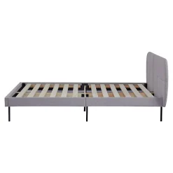 Lit capitonné Porvoo 140 x 200 cm gris en.casa