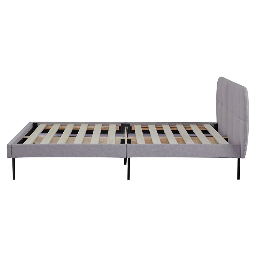 Lit capitonné Porvoo 140 x 200 cm gris en.casa