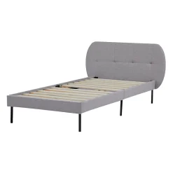 Lit capitonné Porvoo 90 x 200 cm gris en.casa