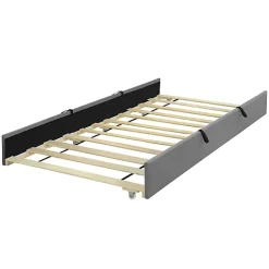 Lit capitonné 90x190cm - lit gigogne - velours - gris (matelas non inclus)