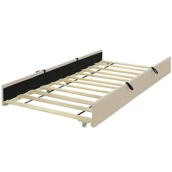 Lit capitonné 90x190cm - lit gigogne - velours - beige (matelas non inclus)