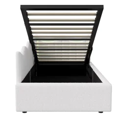 Lit Capitonné 90x200cm, Canapé-lit Coffre Avec Éclairage LED Et Sommier à Lattes, Velours,blanc