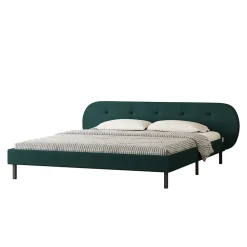 Lit capitonné 140x190cm vert avec tête de lit et sommier - TULSA