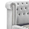 Lit chesterfield 160 x 200 cm - Velours - Gris clair + Matelas - TONGERLA