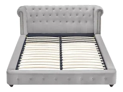 Lit chesterfield 160 x 200 cm - Velours - Gris clair - TONGERLA