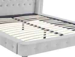 Lit chesterfield 160 x 200 cm - Velours - Gris clair - TONGERLA