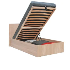 Lit coffre 1 place 90x190cm couleur Chêne avec sommier MARO