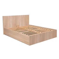 Lit coffre 2 places 180x200cm couleur chêne avec sommier MARO