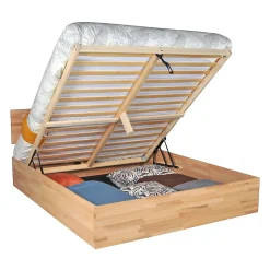 Lit coffre 2 places 160x200cm Hêtre massif huilé avec sommier MALI