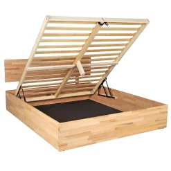 Lit coffre 2 places 160x200cm Hêtre massif huilé avec sommier MALI