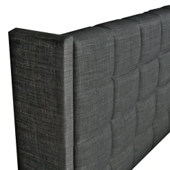Lit coffre 2 places 160x200cm tissu Gris foncé avec sommier WALLE