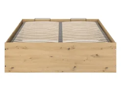 Lit coffre 140 x 190 cm - Coloris : Naturel et noir + Matelas - LUDARO