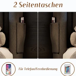 Lit Coffre 160 x 200 Cm - Lit Double avec Tête de Lit LED et Charge USB C - Bois, Coton, Métal - avec Matelas - Gris