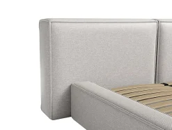 Lit coffre 140 x 190 cm - Tissu - Gris clair + Matelas - TIMANO