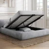 Lit coffre 160 x 200 cm - Tissu - Gris clair + Matelas - MIRSIO