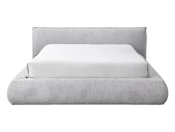 Lit coffre 160 x 200 cm - Tissu - Gris clair + Matelas - MIRSIO