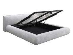 Lit coffre 160 x 200 cm - Tissu - Gris clair + Matelas - MIRSIO