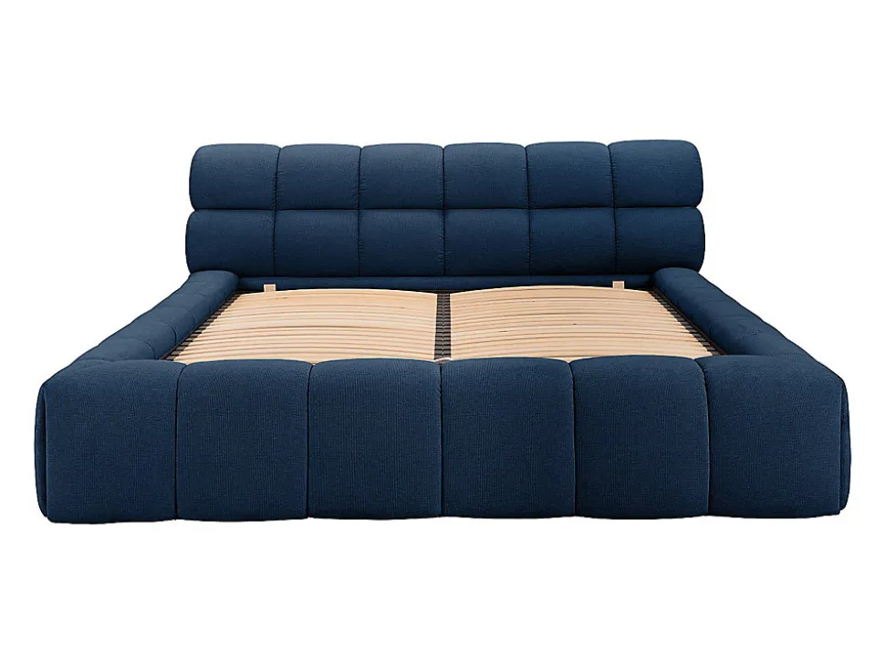 Lit coffre 160 x 200 cm - Tissu - Bleu nuit - FORVIK II