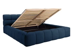 Lit coffre 160 x 200 cm - Tissu - Bleu nuit - FORVIK II