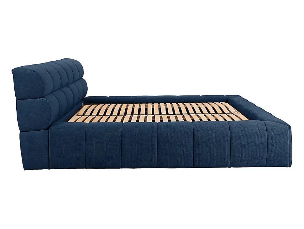 Lit coffre 160 x 200 cm - Tissu - Bleu nuit - FORVIK II