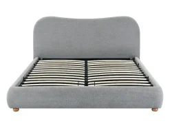 Lit coffre 160 x 200 cm - Tissu - Gris clair + Matelas - VANARI