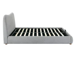 Lit coffre 160 x 200 cm - Tissu - Gris clair + Matelas - VANARI