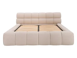 Lit coffre 160 x 200 cm - Tissu - Beige + Matelas - FORVIK II