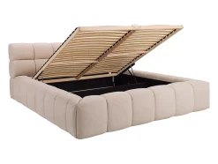 Lit coffre 160 x 200 cm - Tissu - Beige + Matelas - FORVIK II