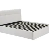 Lit coffre 180 x 200 cm - Tissu bouclette - Blanc + Matelas - MAZIRI