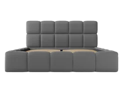 Lit coffre 140 x 190 cm - Tissu effet cuir - Gris - DAMADO