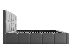 Lit coffre 140 x 190 cm - Tissu effet cuir - Gris - DAMADO