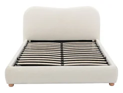 Lit coffre 160 x 200 cm - Tissu bouclette - Blanc + Matelas - VANARI