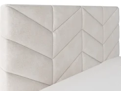 Lit coffre 160 x 200 cm - Tissu texturé - Crème - JUSTANI