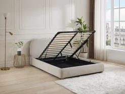 Lit coffre 160 x 200 cm - Tissu - Beige - VANARI