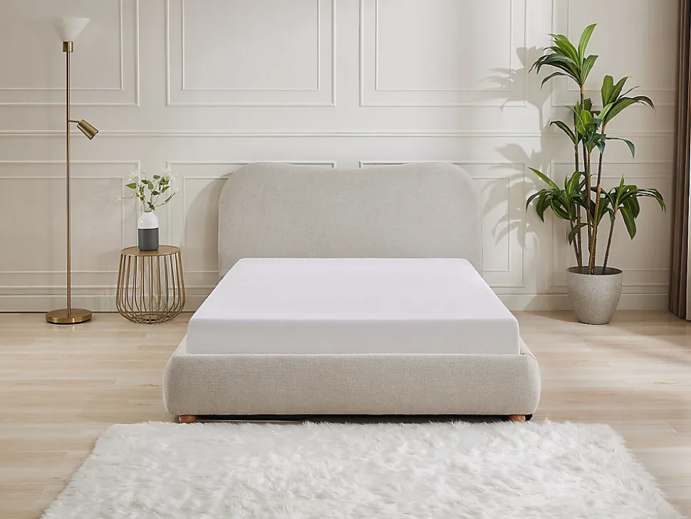 Lit coffre 160 x 200 cm - Tissu - Beige - VANARI