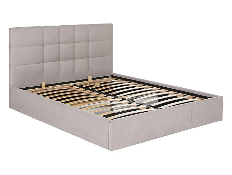 Lit coffre 160 x 200 cm - Tissu - Beige + Matelas - ELIAVA